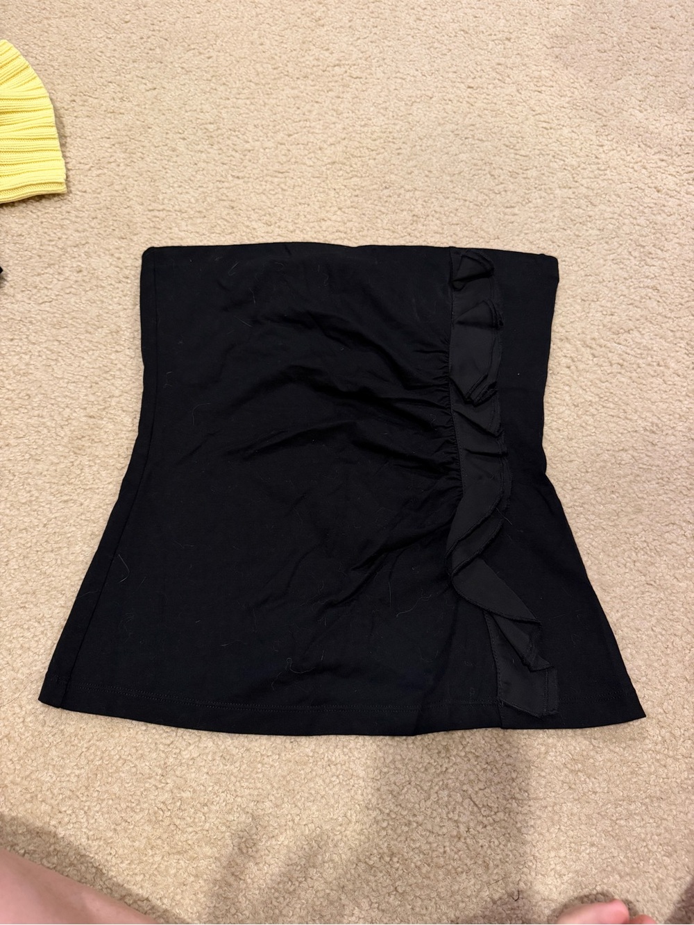 White House Black Market Black bustier cami with Side Ruffle Detail